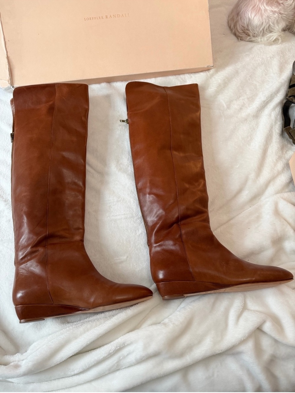 Loeffler Randall Cognac Leather Over-The-Knee Boots